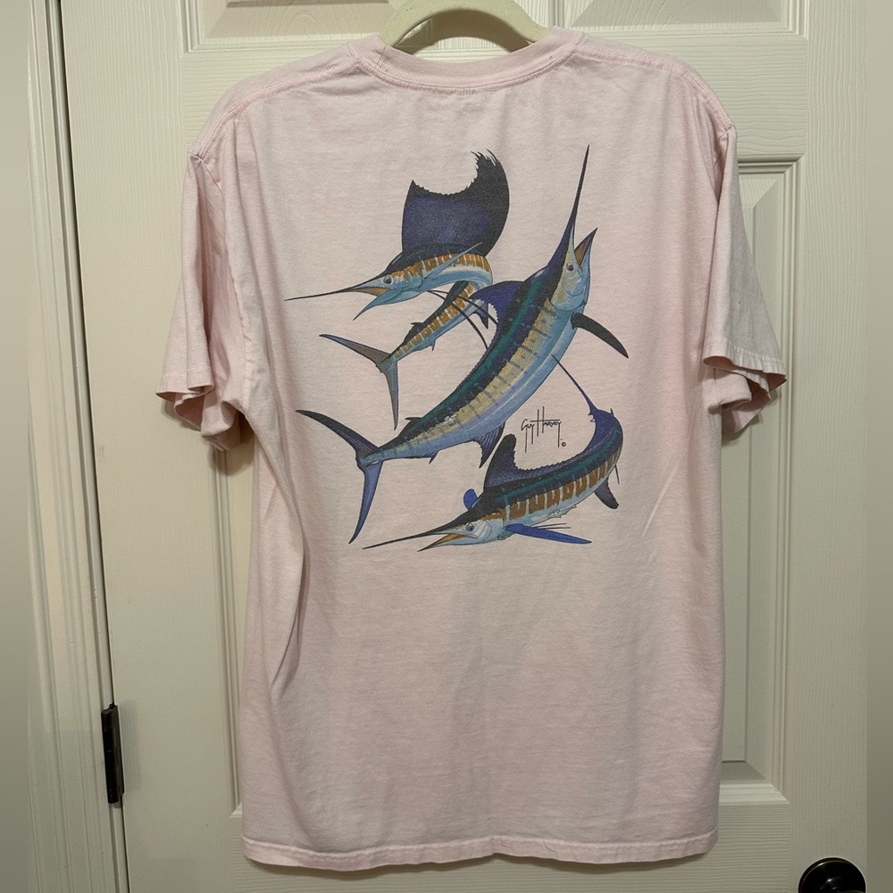 Guy Harvey Light Pink Tee with Blue Graphic